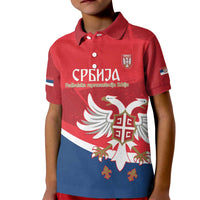 Custom Serbia Football Kid Polo Shirt Come On Ealges Coat Of Arms Style