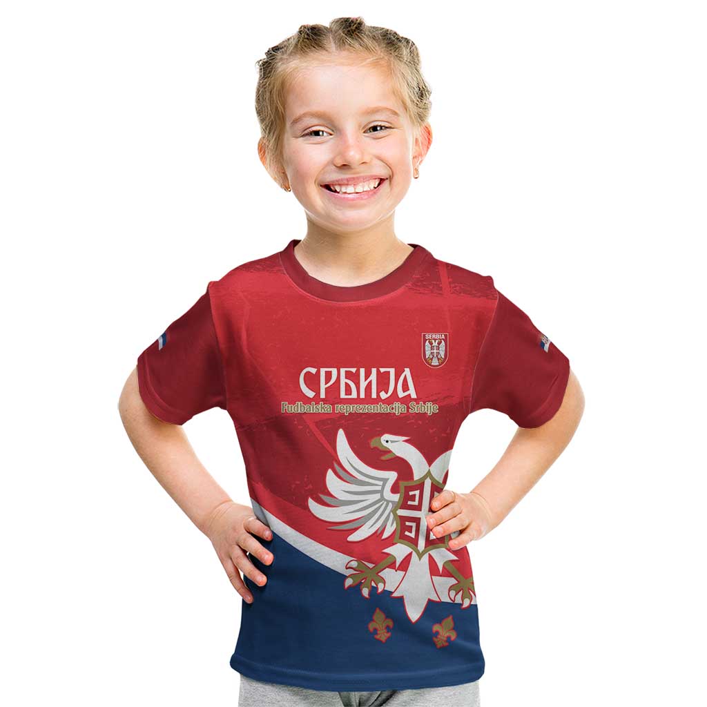 Custom Serbia Football Kid T Shirt Come On Ealges Coat Of Arms Style