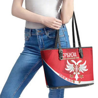 Custom Serbia Football Leather Tote Bag Come On Ealges Coat Of Arms Style