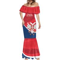 Custom Serbia Football Mermaid Dress Come On Ealges Coat Of Arms Style