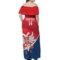 Custom Serbia Football Off Shoulder Maxi Dress Come On Ealges Coat Of Arms Style