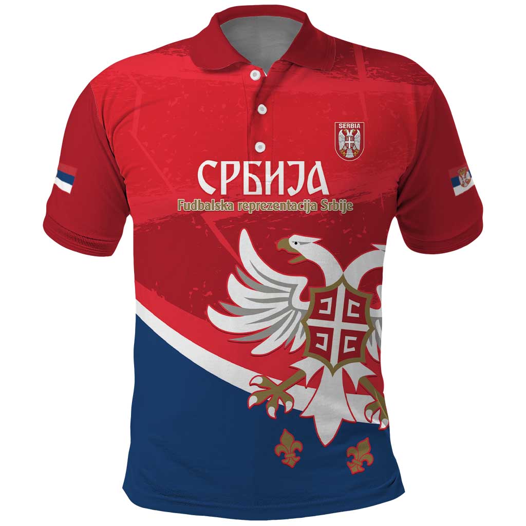 Custom Serbia Football Polo Shirt Come On Ealges Coat Of Arms Style