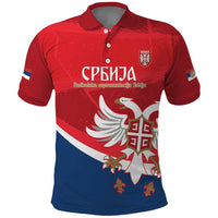 Custom Serbia Football Polo Shirt Come On Ealges Coat Of Arms Style