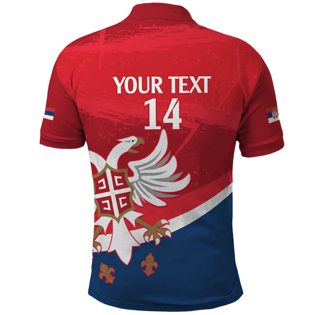 Custom Serbia Football Polo Shirt Come On Ealges Coat Of Arms Style