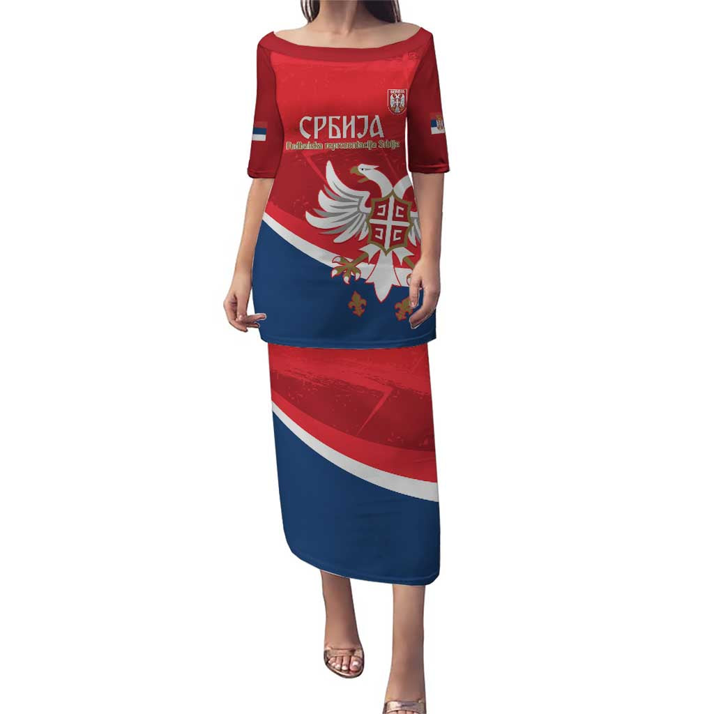 Custom Serbia Football Puletasi Come On Ealges Coat Of Arms Style