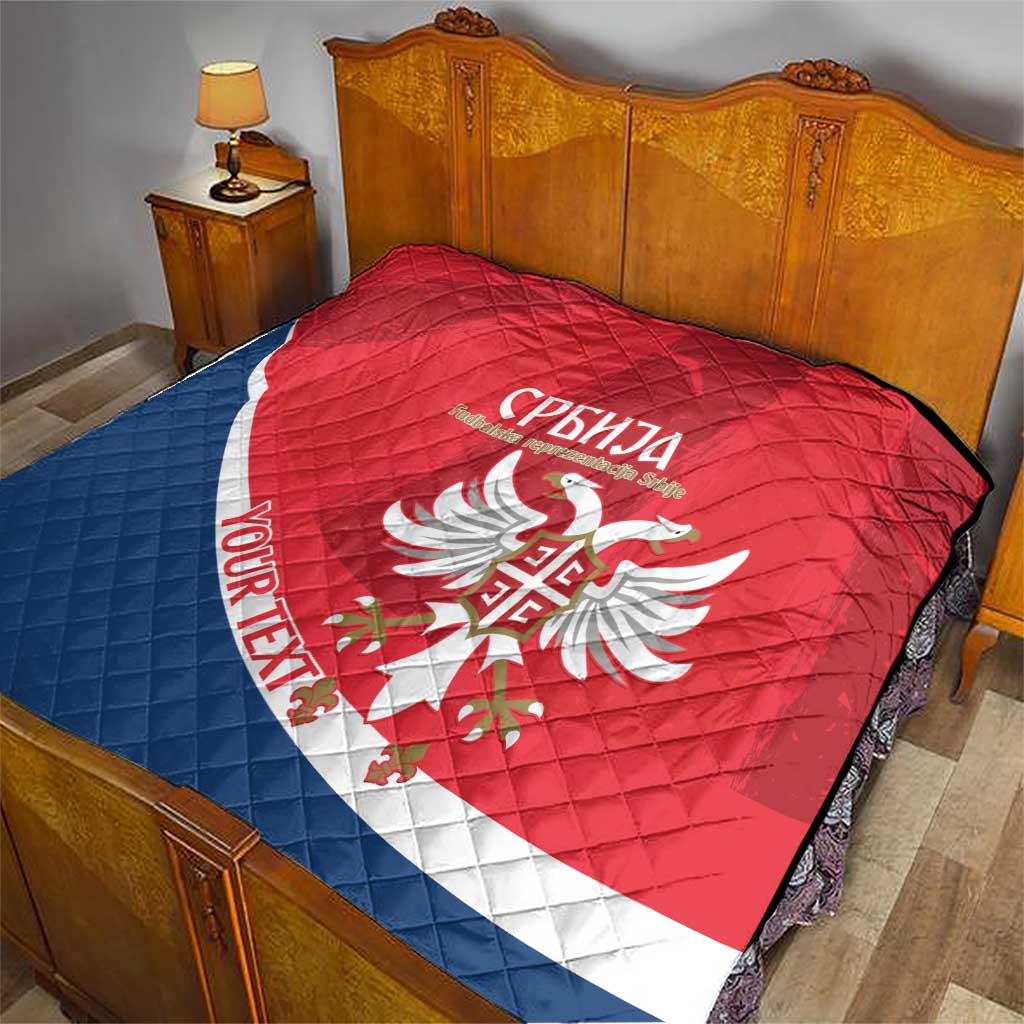 Custom Serbia Football Quilt Come On Ealges Coat Of Arms Style