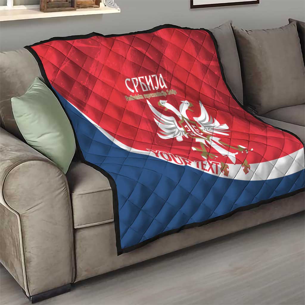 Custom Serbia Football Quilt Come On Ealges Coat Of Arms Style