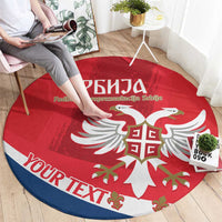 Custom Serbia Football Round Carpet Come On Ealges Coat Of Arms Style