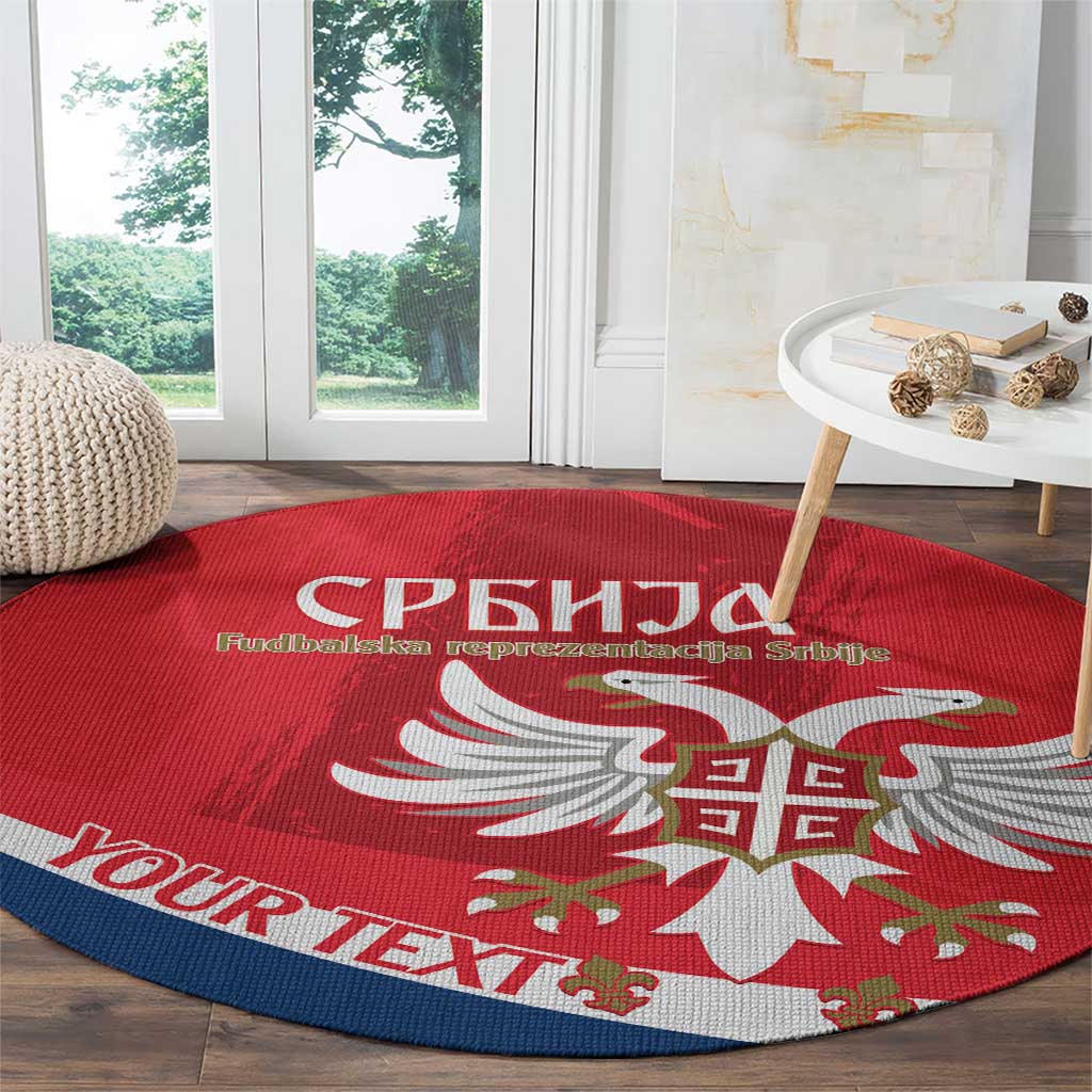 Custom Serbia Football Round Carpet Come On Ealges Coat Of Arms Style