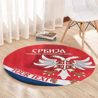 Custom Serbia Football Round Carpet Come On Ealges Coat Of Arms Style
