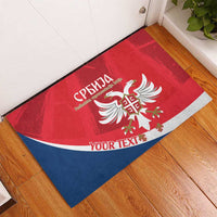 Custom Serbia Football Rubber Doormat Come On Ealges Coat Of Arms Style