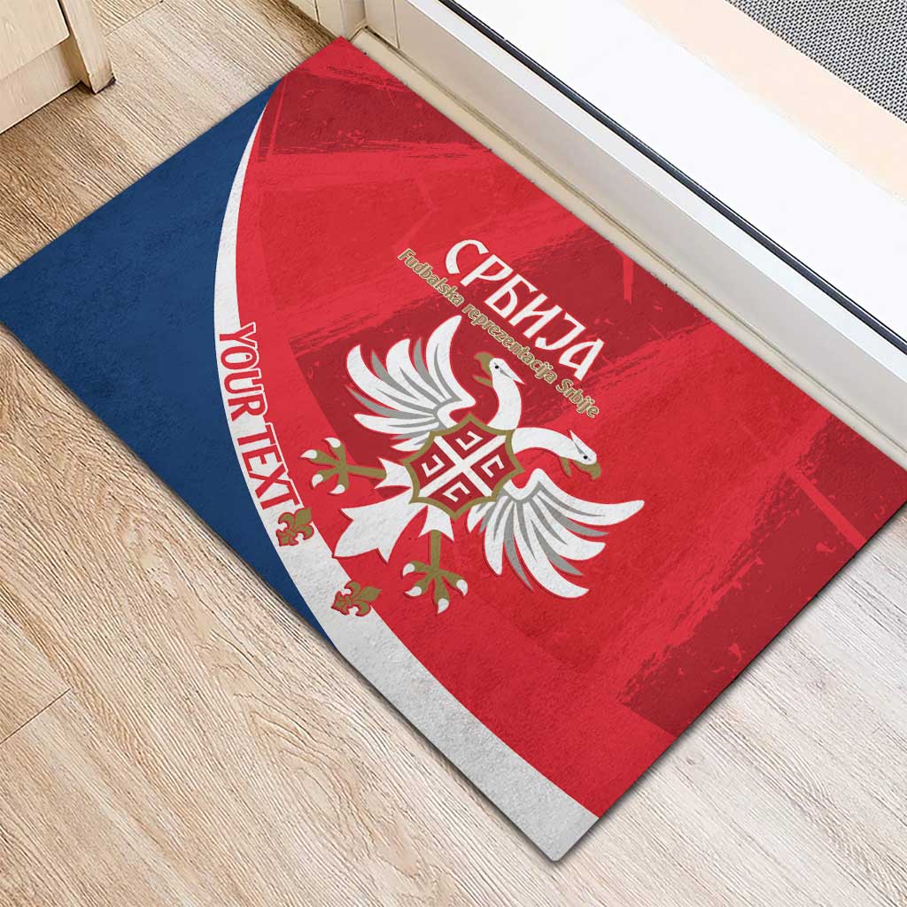 Custom Serbia Football Rubber Doormat Come On Ealges Coat Of Arms Style