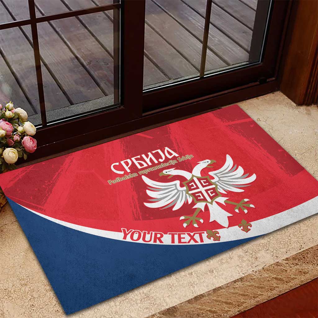 Custom Serbia Football Rubber Doormat Come On Ealges Coat Of Arms Style