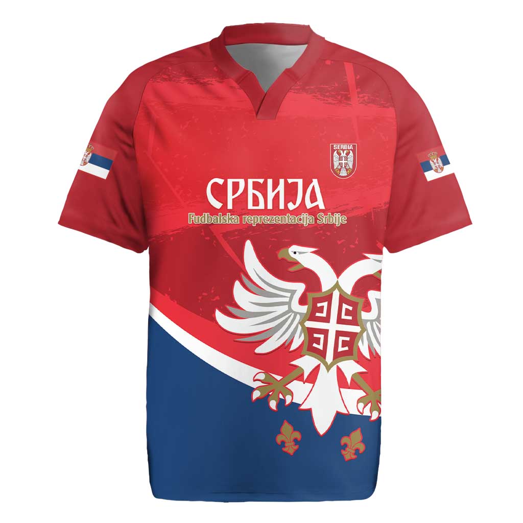 Custom Serbia Football Rugby Jersey Come On Ealges Coat Of Arms Style