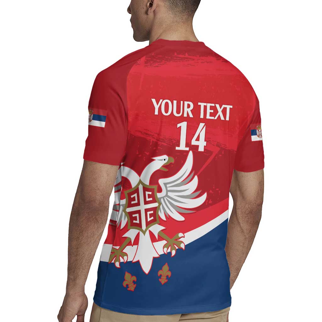 Custom Serbia Football Rugby Jersey Come On Ealges Coat Of Arms Style