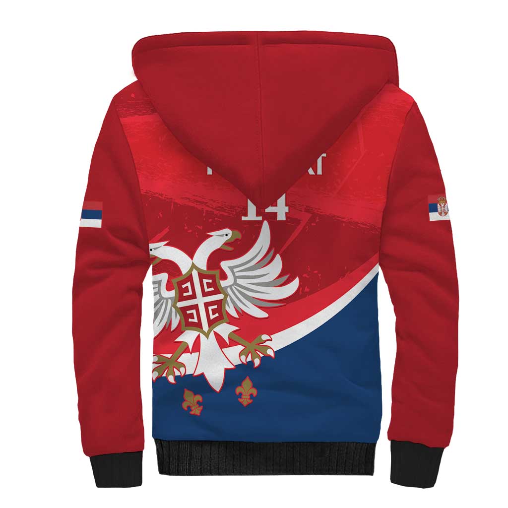 Custom Serbia Football Sherpa Hoodie Come On Ealges Coat Of Arms Style