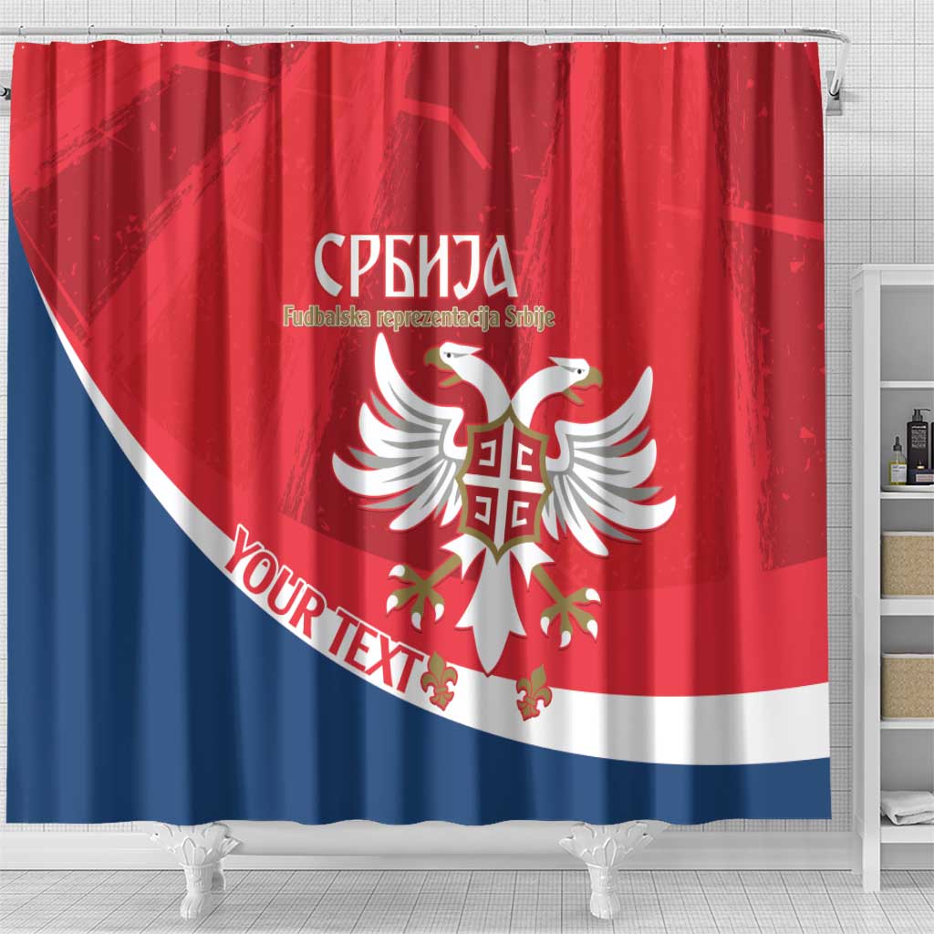 Custom Serbia Football Shower Curtain Come On Ealges Coat Of Arms Style