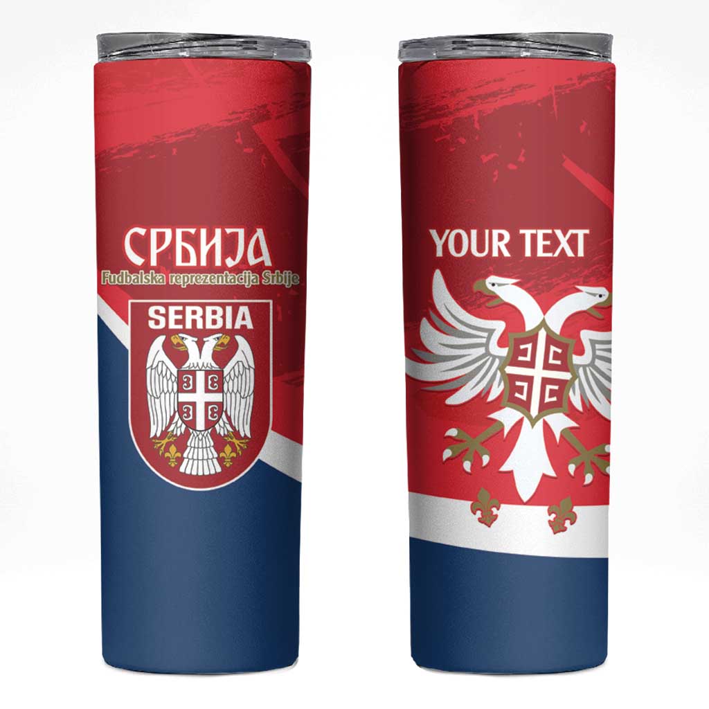 Custom Serbia Football Skinny Tumbler Come On Ealges Coat Of Arms Style