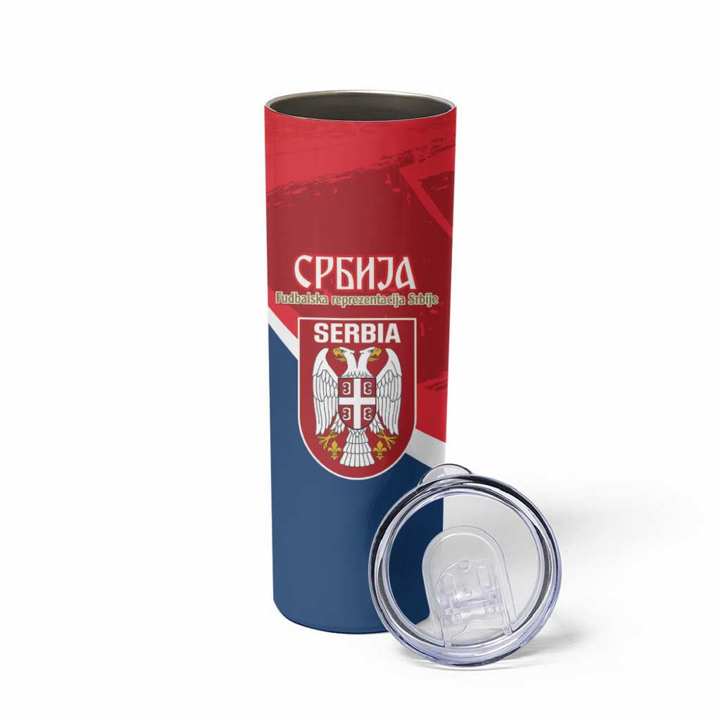 Custom Serbia Football Skinny Tumbler Come On Ealges Coat Of Arms Style