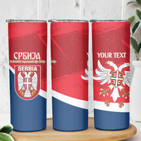 Custom Serbia Football Skinny Tumbler Come On Ealges Coat Of Arms Style