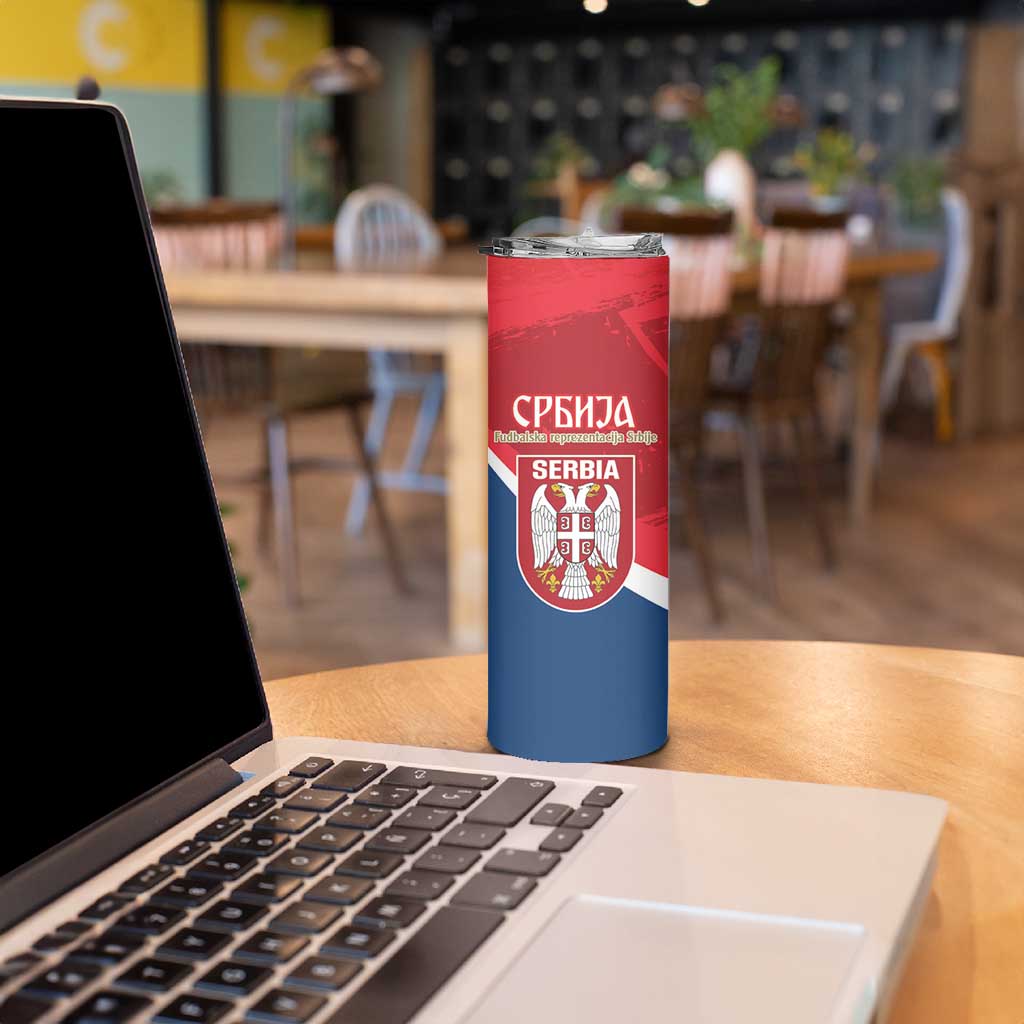 Custom Serbia Football Skinny Tumbler Come On Ealges Coat Of Arms Style