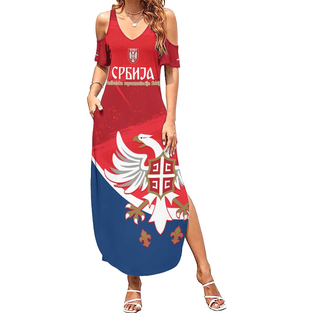 Custom Serbia Football Summer Maxi Dress Come On Ealges Coat Of Arms Style