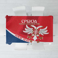 Custom Serbia Football Tablecloth Come On Ealges Coat Of Arms Style