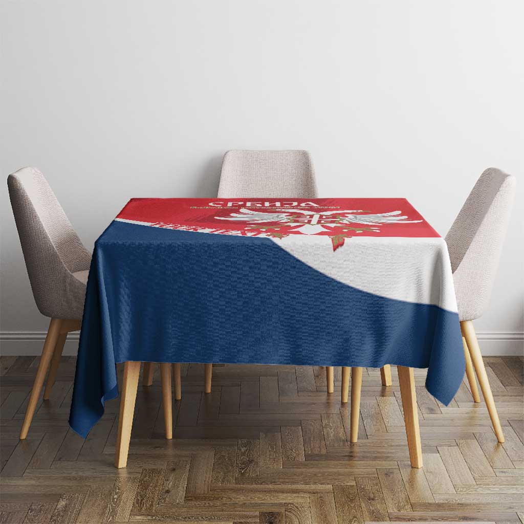 Custom Serbia Football Tablecloth Come On Ealges Coat Of Arms Style