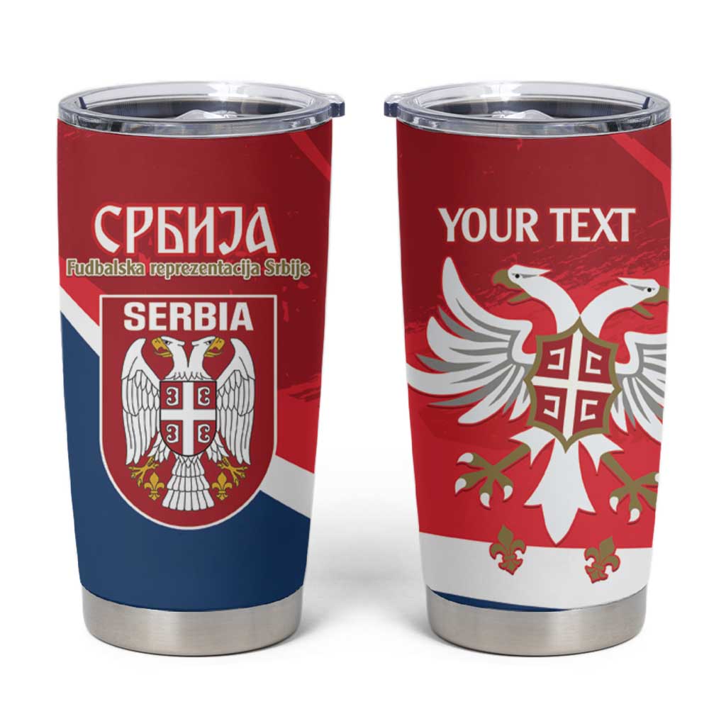 Custom Serbia Football Tumbler Cup Come On Ealges Coat Of Arms Style
