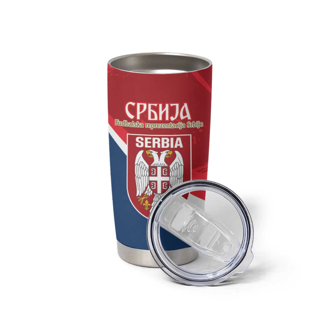 Custom Serbia Football Tumbler Cup Come On Ealges Coat Of Arms Style