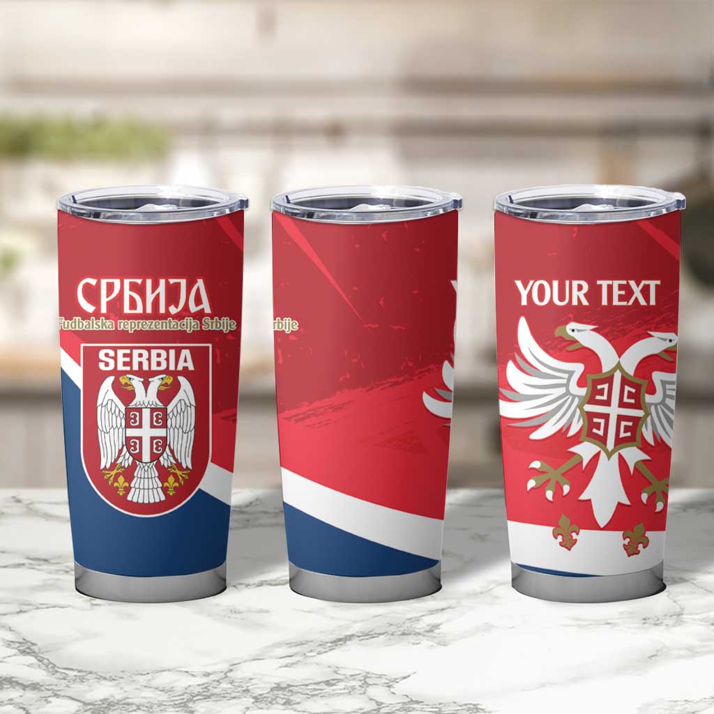 Custom Serbia Football Tumbler Cup Come On Ealges Coat Of Arms Style