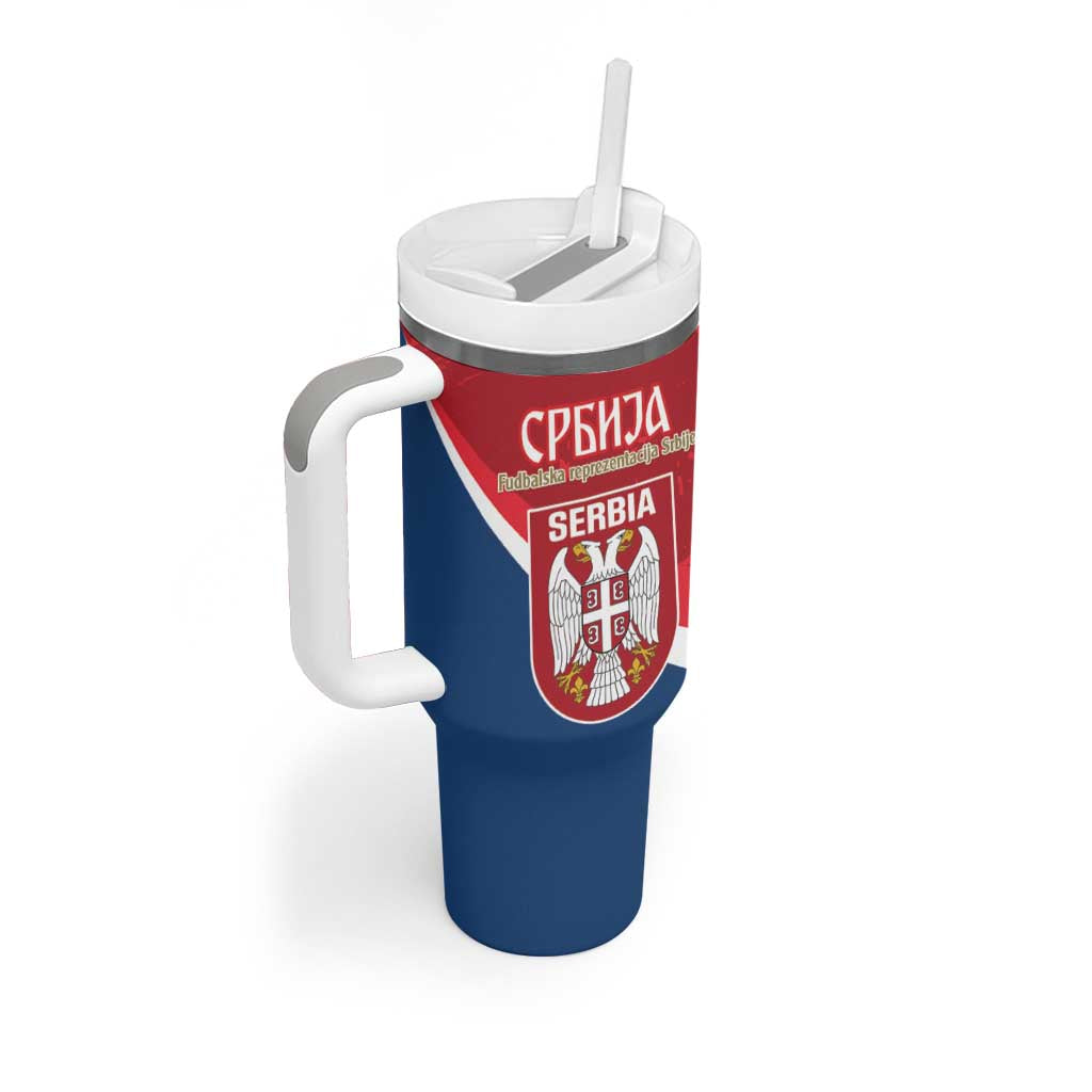 Custom Serbia Football Tumbler With Handle Come On Ealges Coat Of Arms Style