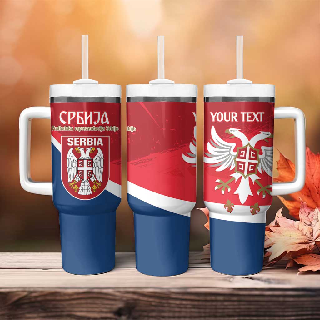 Custom Serbia Football Tumbler With Handle Come On Ealges Coat Of Arms Style