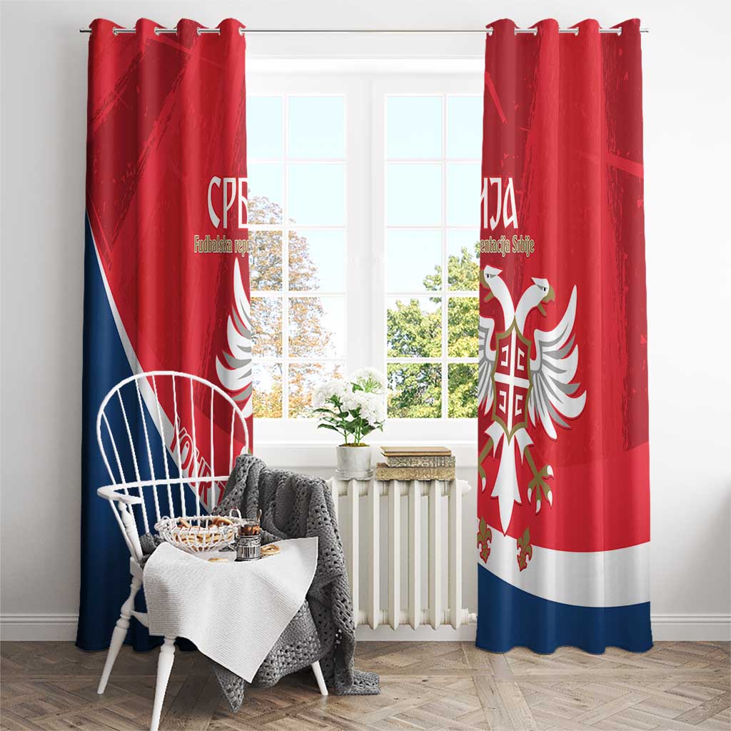 Custom Serbia Football Window Curtain Come On Ealges Coat Of Arms Style