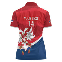 Custom Serbia Football Women Polo Shirt Come On Ealges Coat Of Arms Style