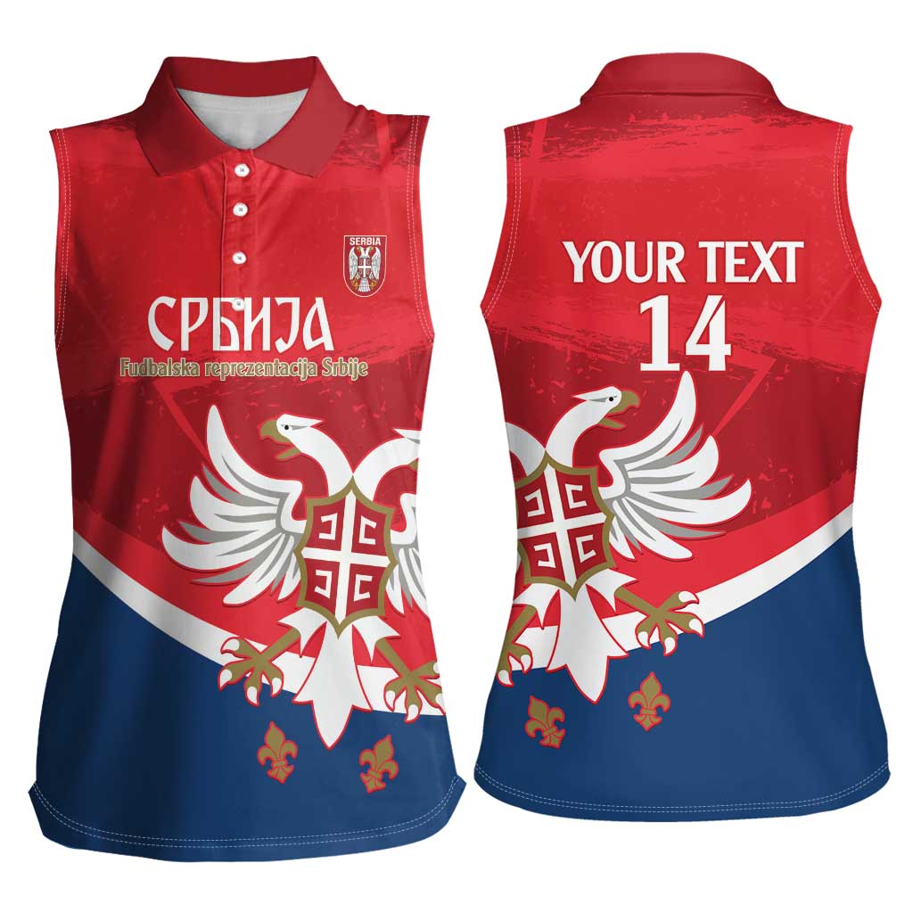 Custom Serbia Football Women Sleeveless Polo Shirt Come On Ealges Coat Of Arms Style