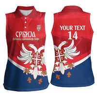 Custom Serbia Football Women Sleeveless Polo Shirt Come On Ealges Coat Of Arms Style