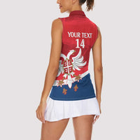 Custom Serbia Football Women Sleeveless Polo Shirt Come On Ealges Coat Of Arms Style