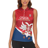 Custom Serbia Football Women Sleeveless Polo Shirt Come On Ealges Coat Of Arms Style