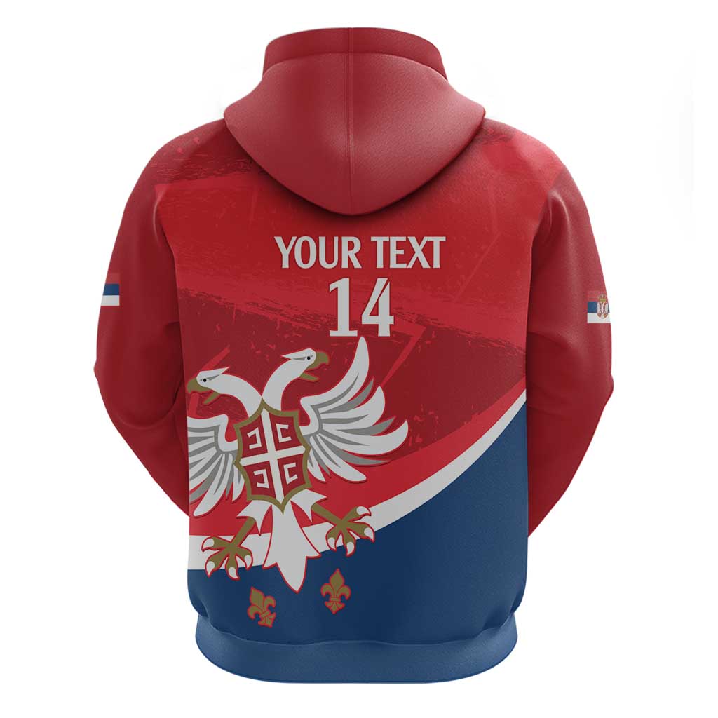 Custom Serbia Football Zip Hoodie Come On Ealges Coat Of Arms Style