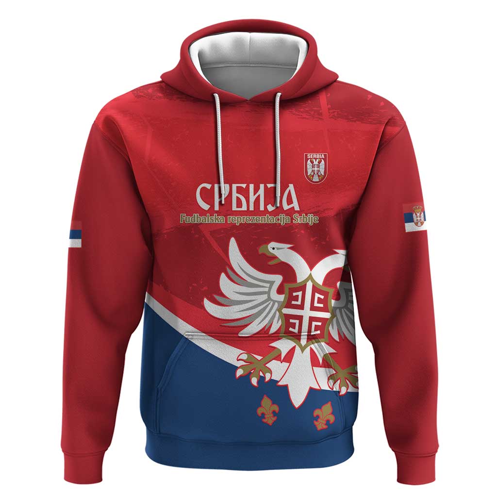 Custom Serbia Football Zip Hoodie Come On Ealges Coat Of Arms Style