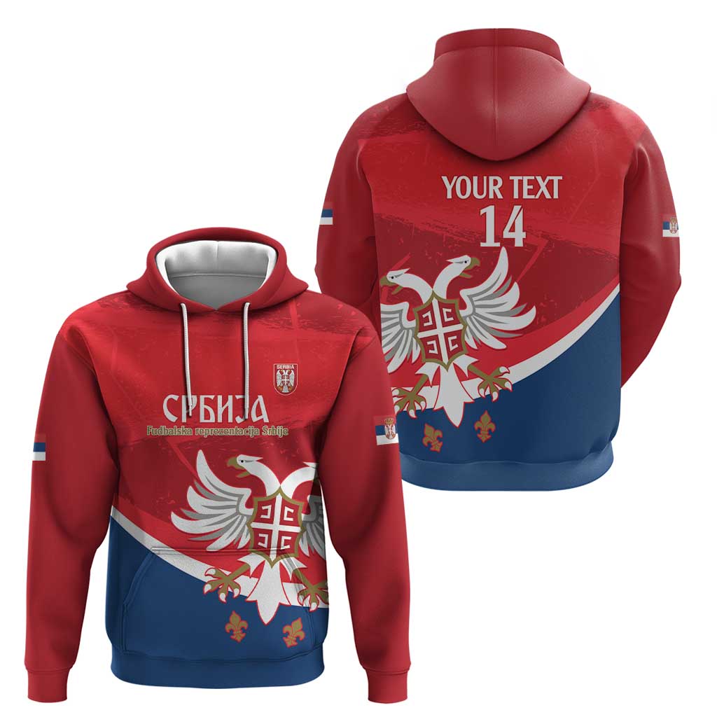 Custom Serbia Football Zip Hoodie Come On Ealges Coat Of Arms Style