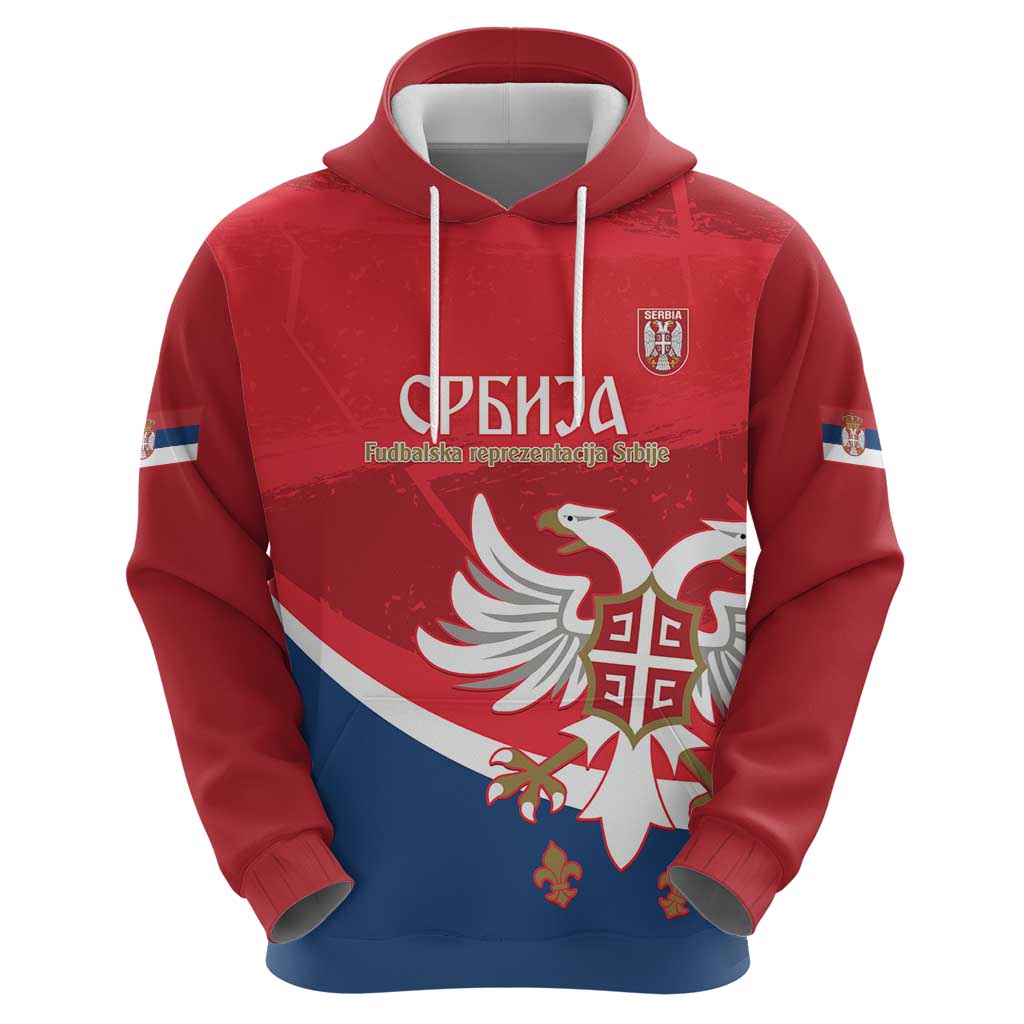 Custom Serbia Football Zip Hoodie Come On Ealges Coat Of Arms Style