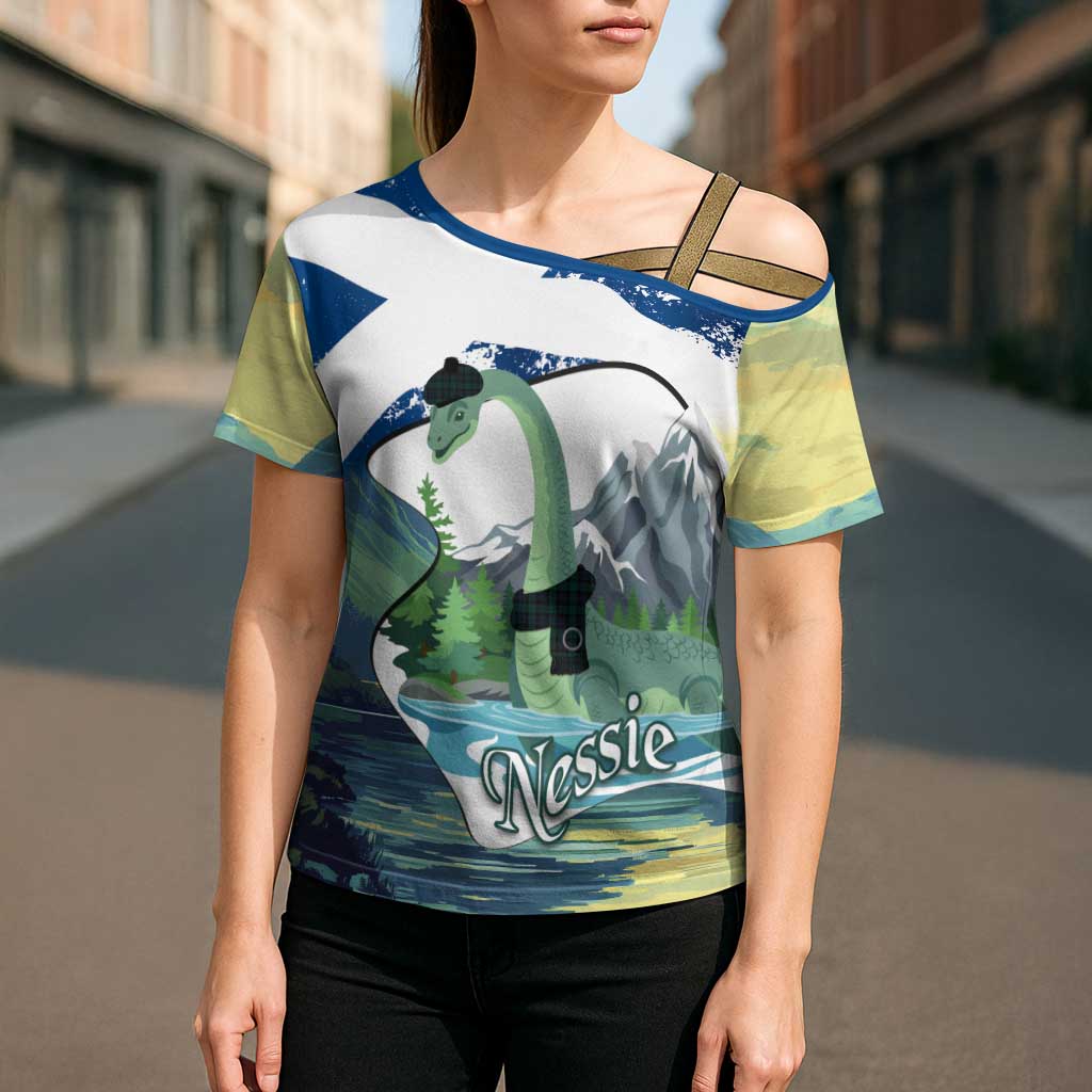 Personalised Nessie Scotland Cross Shoulder Shirt Scottish Folklore Loch Ness Monster