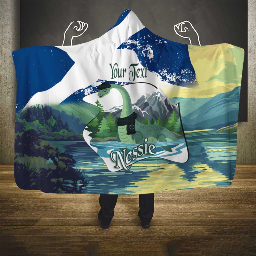 Personalised Nessie Scotland Hooded Blanket Scottish Folklore Loch Ness Monster