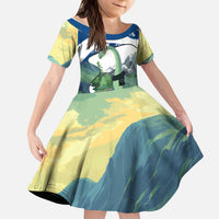 Personalised Nessie Scotland Kid Short Sleeve Dress Scottish Folklore Loch Ness Monster