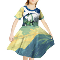 Personalised Nessie Scotland Kid Short Sleeve Dress Scottish Folklore Loch Ness Monster