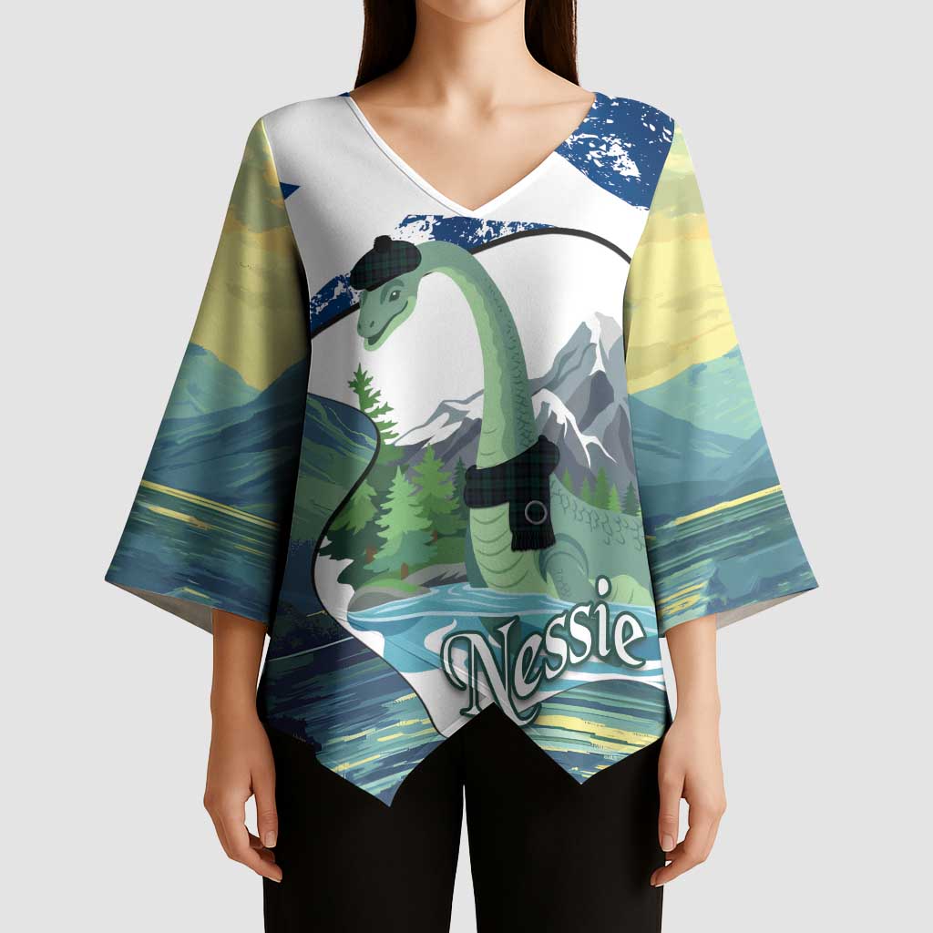Personalised Nessie Scotland Kimono Sleeve Blouse Scottish Folklore Loch Ness Monster