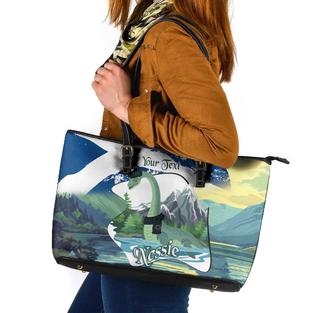 Personalised Nessie Scotland Leather Tote Bag Scottish Folklore Loch Ness Monster