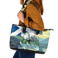 Personalised Nessie Scotland Leather Tote Bag Scottish Folklore Loch Ness Monster